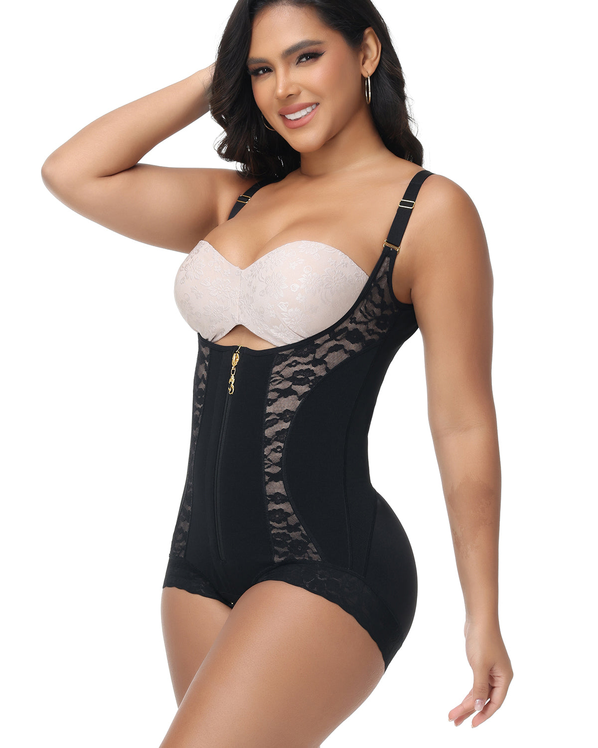 Shapshe® Fajas Colombianas Open Bust Lace Patchwork Body Shaper