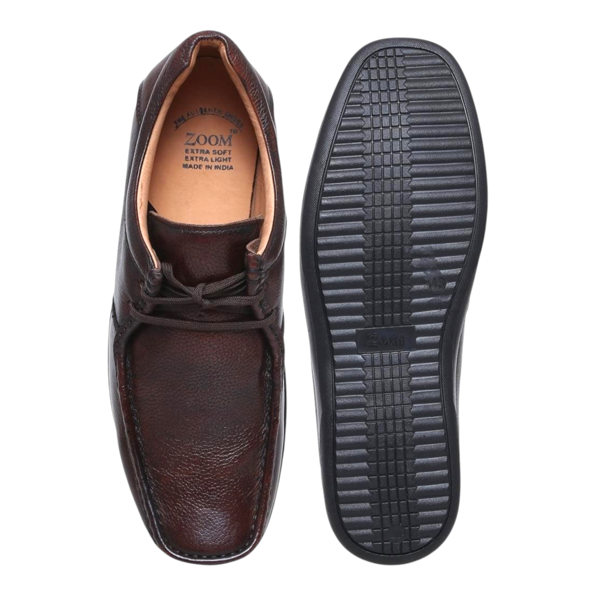 ZOOM D2570 BROWN Men's Casual Lace Up Leather Shoes - qivii