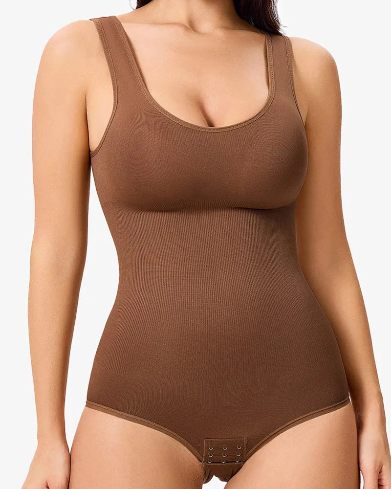 Women's Seamless Round Neck Tummy Control Briefs Bodysuit