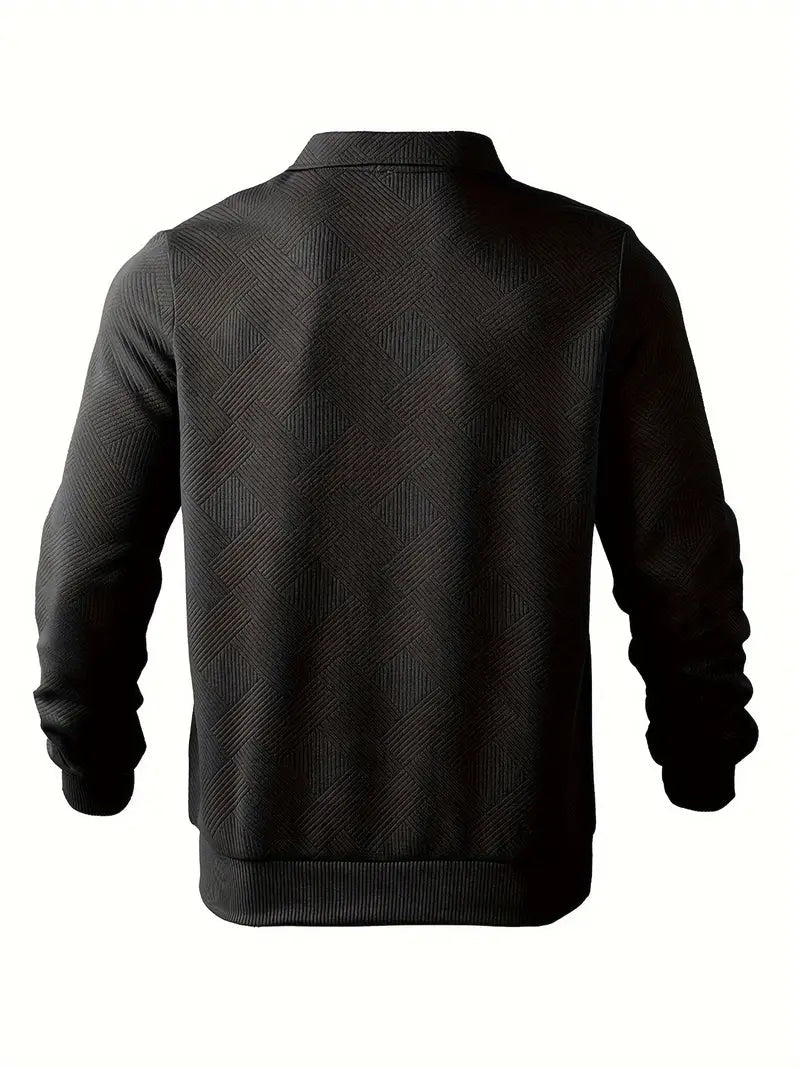 James™ - Vintage Geometrisch Ontwerp Sweater Met Rits - By Qivii