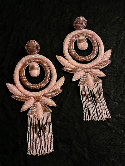 Badrah Baby Pink Handmade Earrings - Uboric