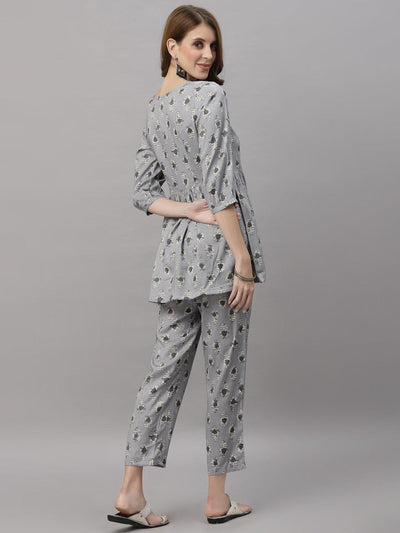 Diana Grey Peplum Pyjama Set - Uboric
