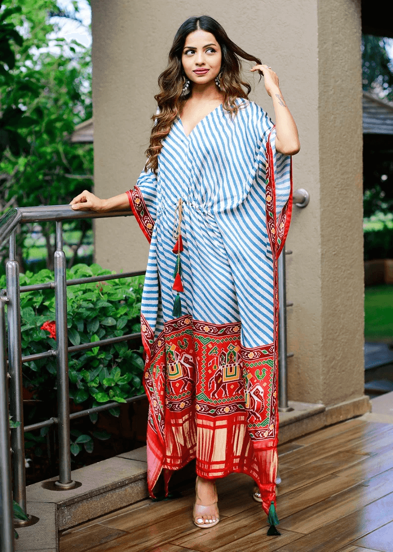 Gazi Silk all in one size Kaftan Dress for women - Uboric