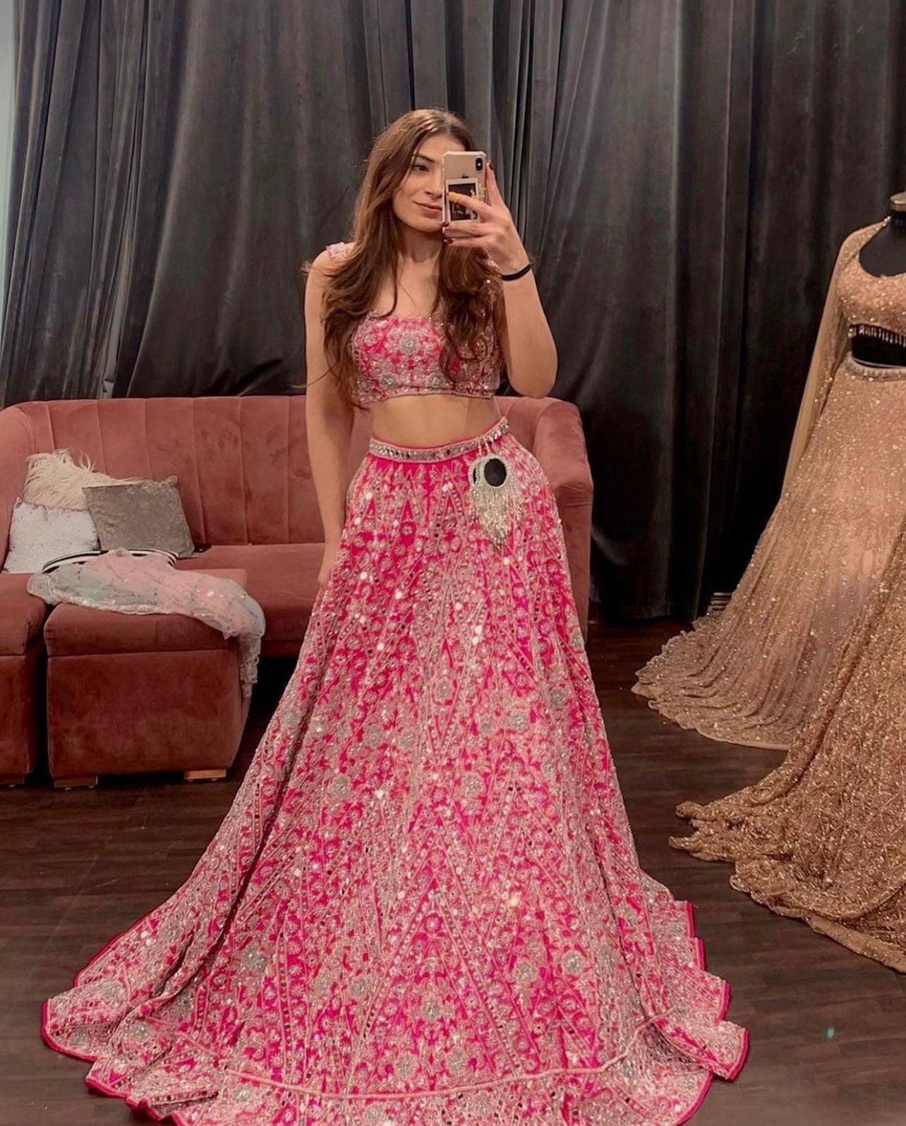 Georgette Lehenga Choli With Chine Stitched Sequence Work Choli With Heavy Soft Net Dupatta With Lace Border For Women - Uboric