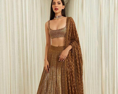 Gold Indian Designer Lehenga Choli with Dori, Sequins work Wedding lehenga choli party wear lehenga choli Indian Women,chaniya choli,dress (Fully Stitched) - Uboric