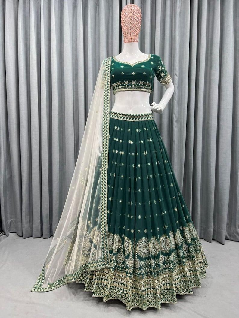 Green Lehenga Choli For Women ,Designer Indian Wedding Lehenga Choli ,Party Wear,Reception Wear ,Festival Wear Bridesmaid Lehenga Choli - Uboric
