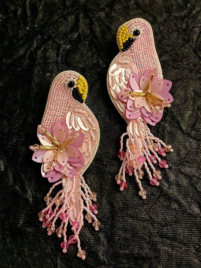Irina Pink Bird Handmade Earrings - Uboric