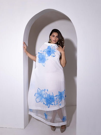 Lucent White Brush Paint Dress - Uboric
