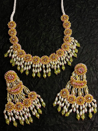 Madhavika Yellow Handmade Necklace Set - Uboric