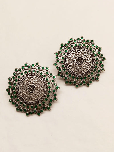 Meenaz Emerald German Silver Tops - Uboric
