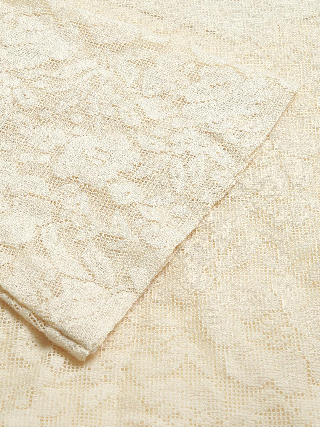 Off-White Cotton Net Co-Ord Set - Uboric