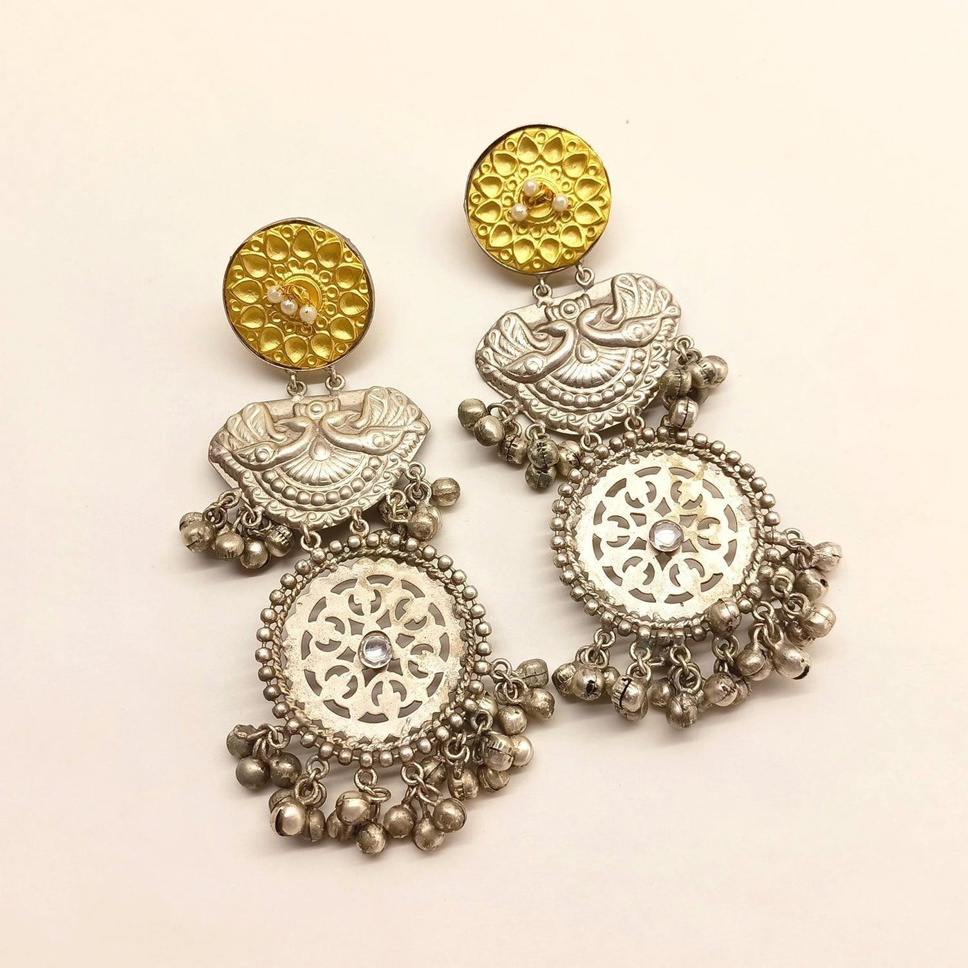 Parmila Silver Oxidized Coin Earrings - Uboric