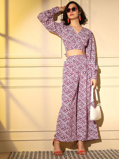 Pink Crepe Digital Printed Top With Matching Trouser - Uboric