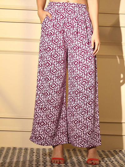 Pink Crepe Digital Printed Top With Matching Trouser - Uboric