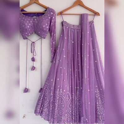 Purple lehenga choli Embroidered Attractive Party Wear Silk Lehenga choli bollywood lehenga exclusive lehenga Designer lehenga Choli - Uboric