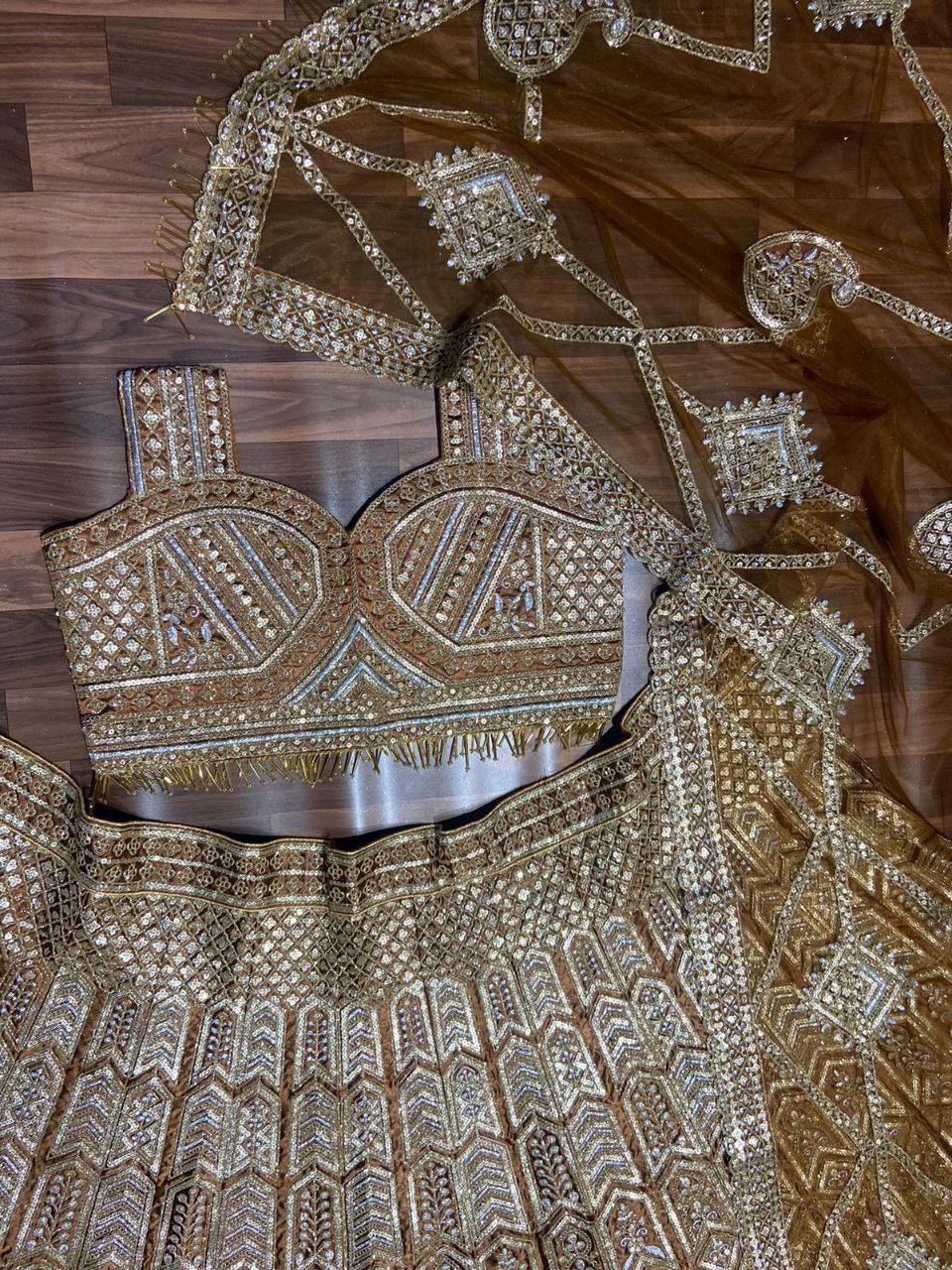 Sabyasachi Designer brown Lehenga Choli Embellished With Beautiful Shimmer Dori Work Wedding Lehenga Choli Party Wear Lehenga Choli - Uboric