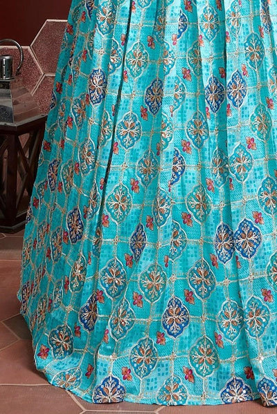 sabysachi designer sky blue lehenga choli with high quality sequence embroidery work wedding wear lehenga party wear lehenga choli - Uboric
