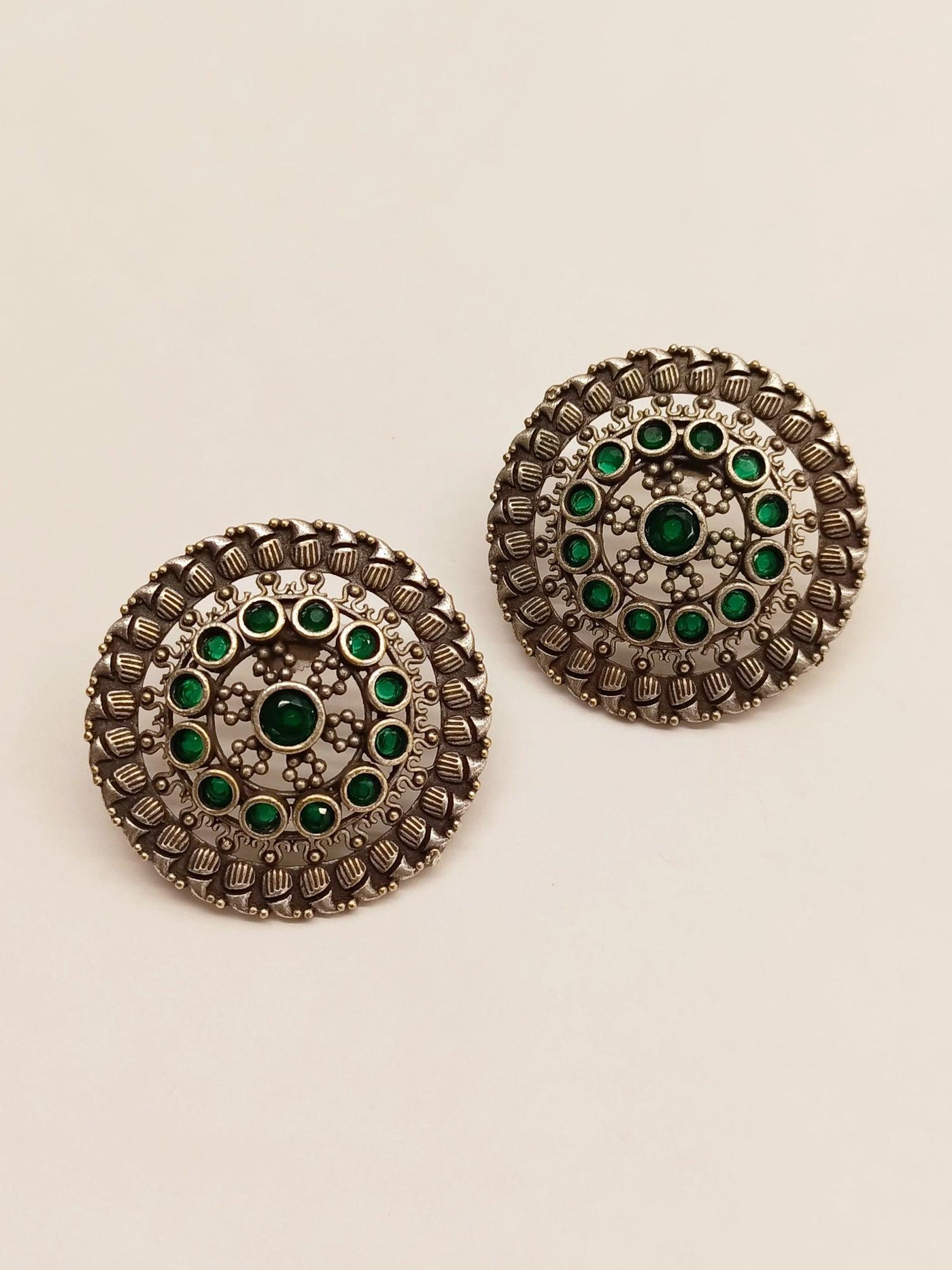 Sanchita Silver Oxidised Tops With Emerald Stone - Uboric