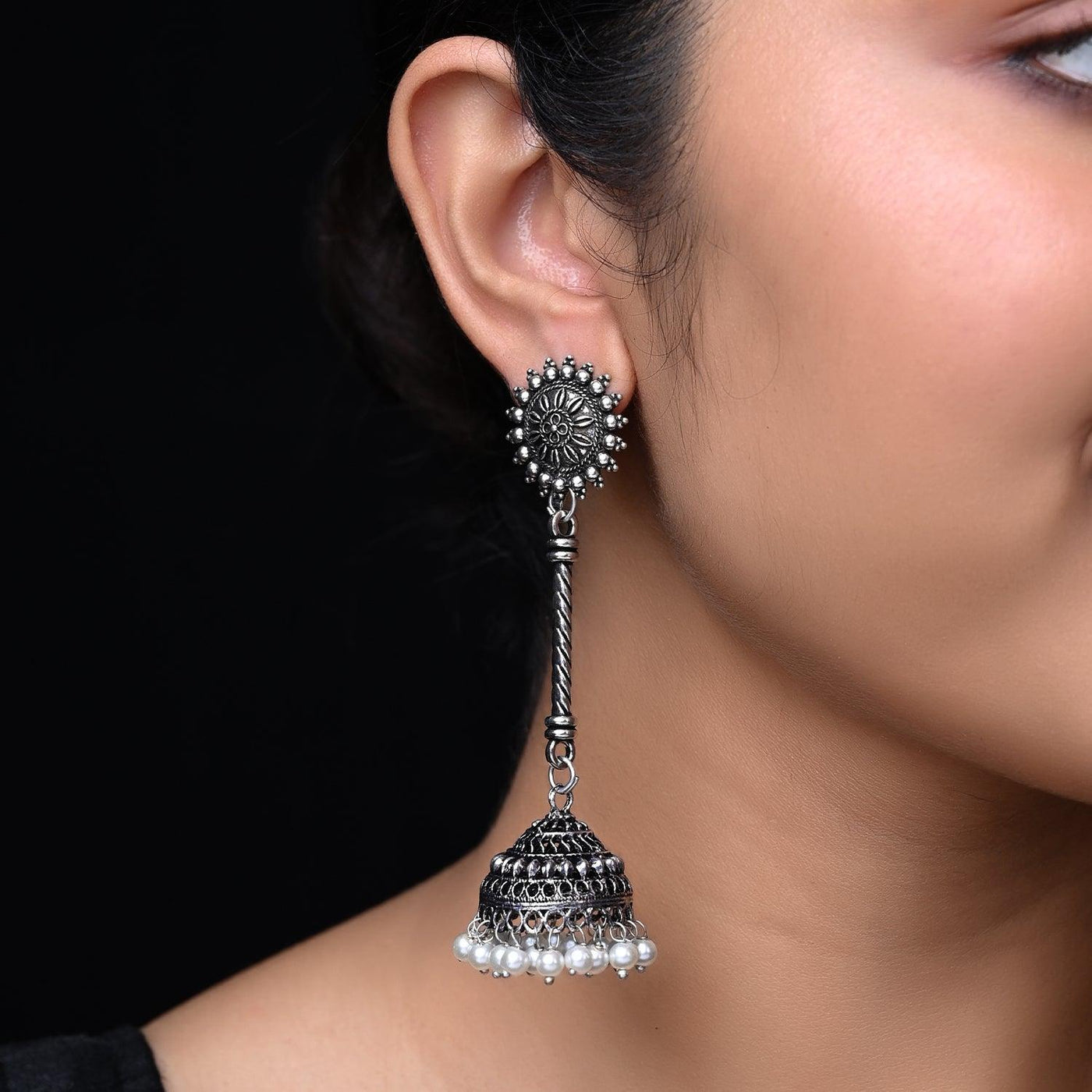 Savita Pearl Hanging Jhumki Earring - Uboric