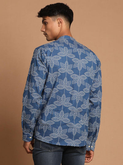 SHVAAS By VASTRAMAY Men's Aqua Blue Printed Shirt - Uboric