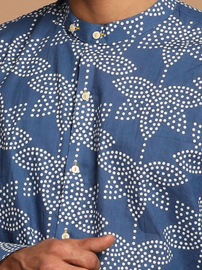 SHVAAS By VASTRAMAY Men's Aqua Blue Printed Shirt - Uboric
