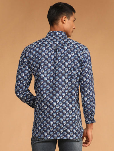 SHVAAS BY VASTRAMAY Men's Blue Printed Shirt - Uboric