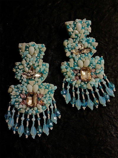 Stevie Aqua Blue Handmade Earrings - Uboric