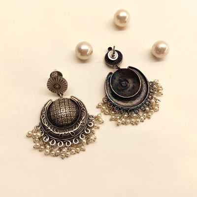 Subhadra Oxidised Earrings Chandbali Style - Uboric