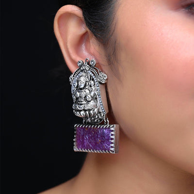 Suhana Purple Stone Oxidised Earrings - Uboric