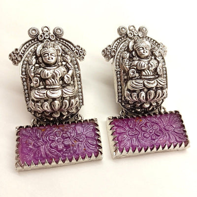 Suhana Purple Stone Oxidised Earrings - Uboric