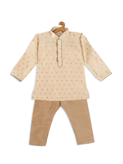 VASTRAMAY SISHU Boy's Gold-Toned Woven Kurta With Pyjama Set - Uboric