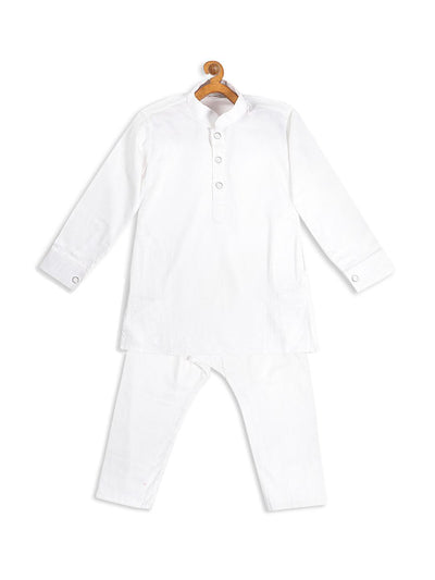 VASTRAMAY SISHU Boy's White Kurta with Pyjamas & Black  Nehru Jacket - Uboric