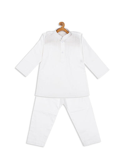 VASTRAMAY SISHU Boy's White Pure Cotton Kurta With Pyjama Set - Uboric