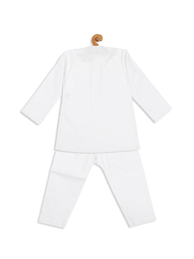 VASTRAMAY SISHU Boy's White Pure Cotton Kurta With Pyjama Set - Uboric