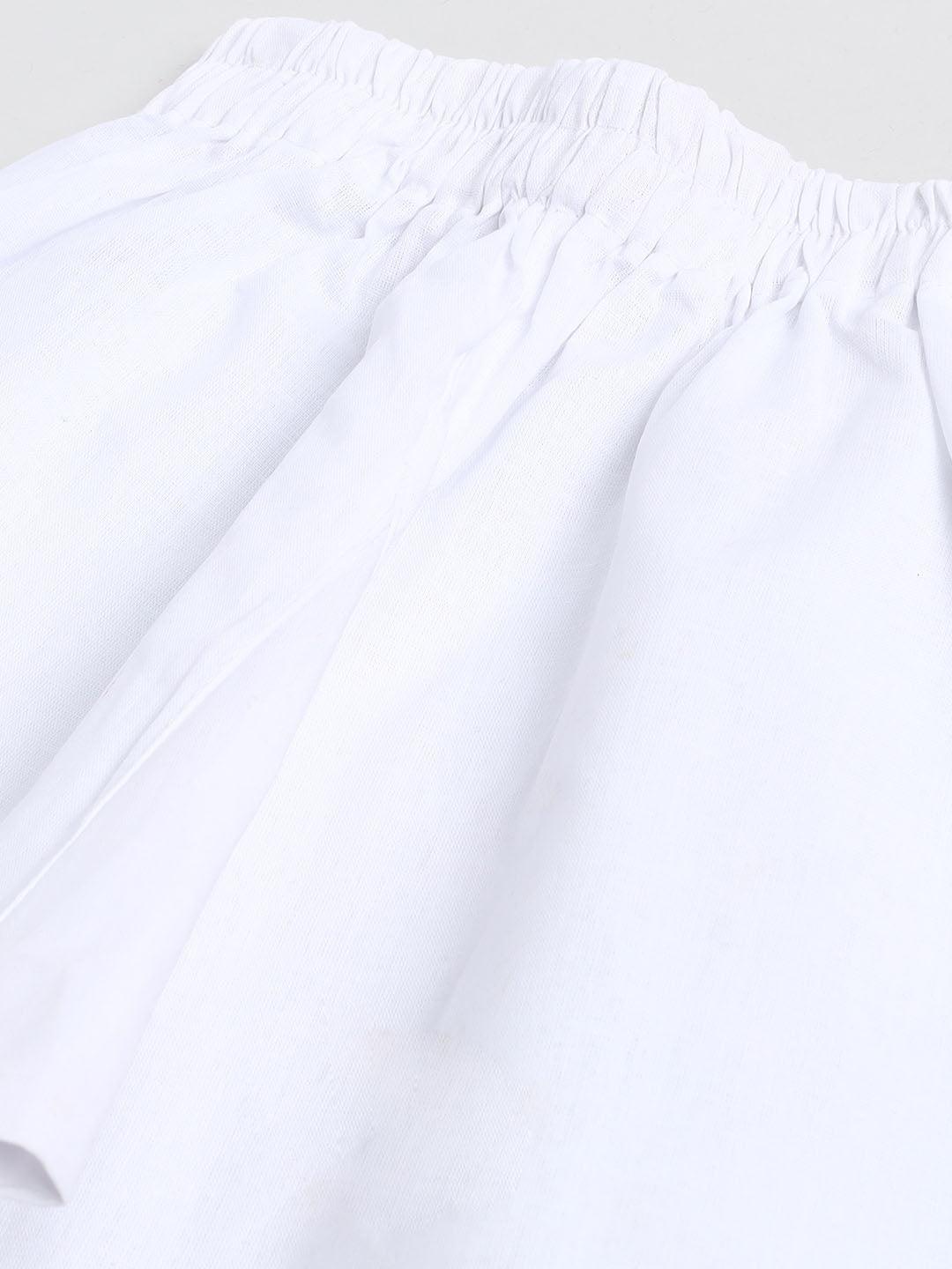 VASTRAMAY SISHU Boy's White Woven Design Cotton Kurta Pyjama Set - Uboric