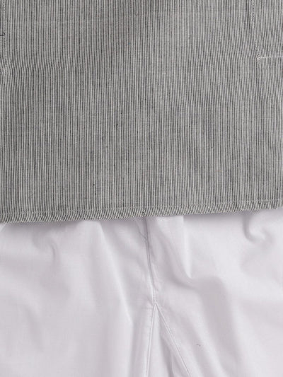VASTRAMAY SISHU Boys Grey and White Pure Cotton Kurta Pyjama Set - Uboric