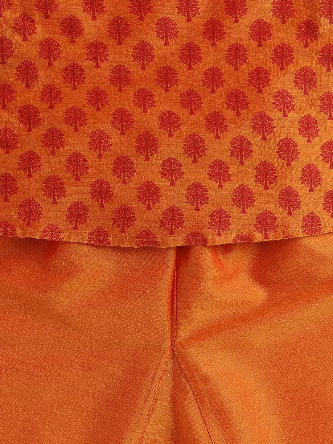 VASTRAMAY SISHU Boys Orange Cotton Blend Kurta Pyjama Set - Uboric