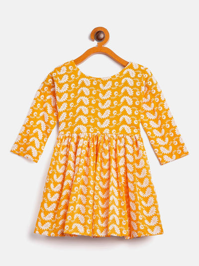 VASTRAMAY SISHU Girl's Orange Chikankari Kurta Pyjama Set - Uboric