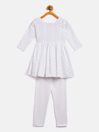 VASTRAMAY SISHU Girl's White Chikankari Kurta Pyjama Set - Uboric
