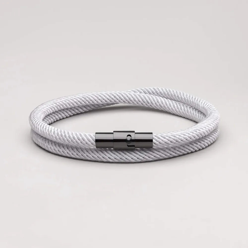 Minimalist gray rope bracelet for men featured in Qivii styling guide