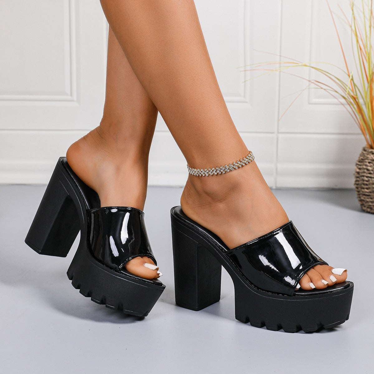 Elvara platform block heel slide sandals for women