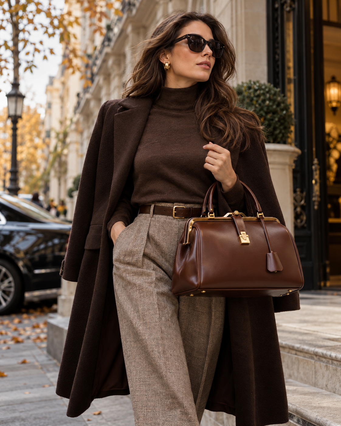 Structured brown doctor bag styled for Fall 2026