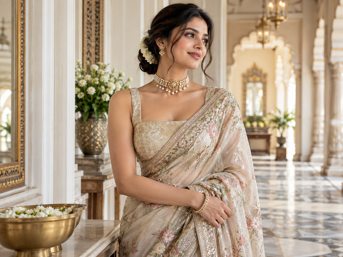 Saree blouse neckline and jewellery pairing guide 2026