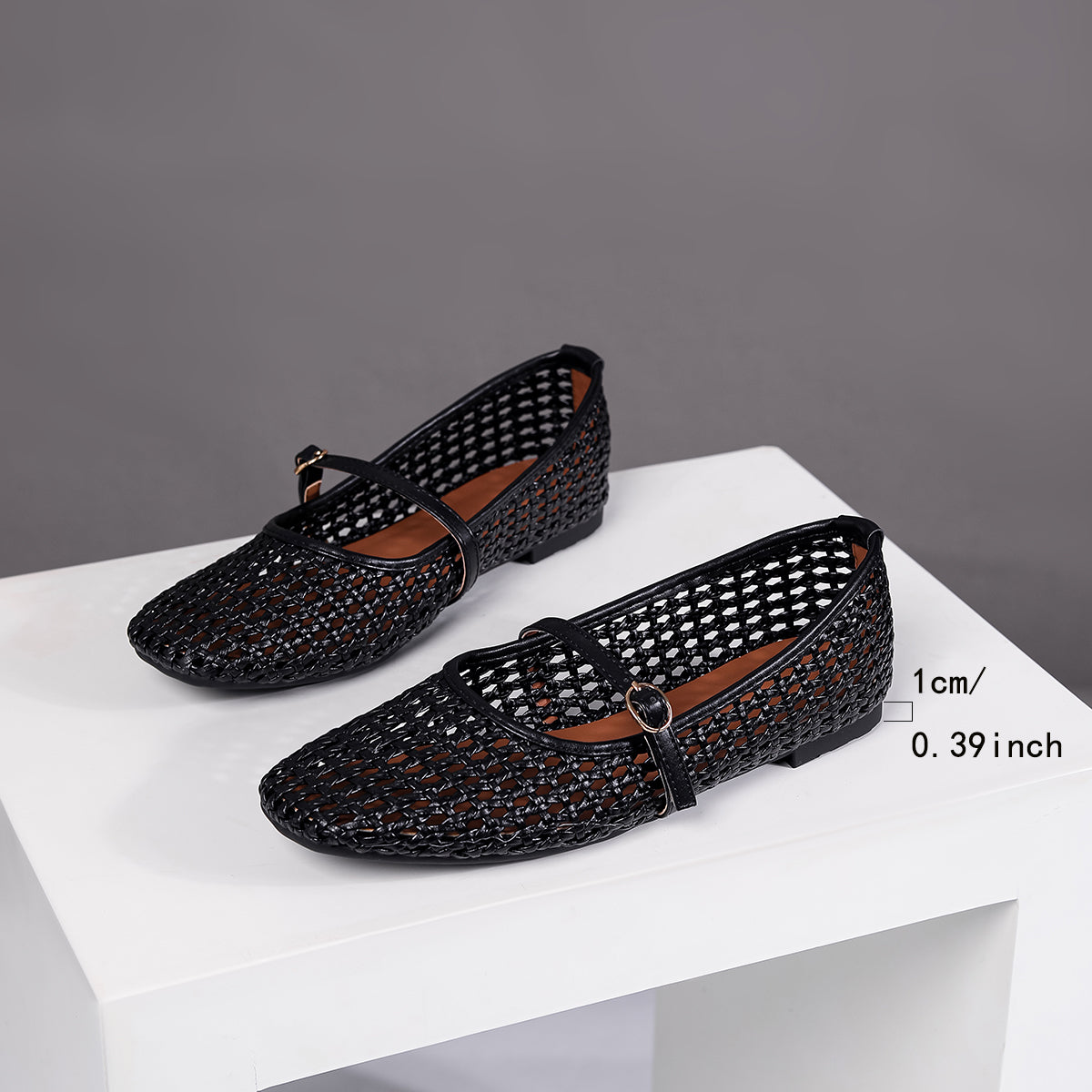 Women’s Aria Handwoven Mary Jane Flat – Vegan Leather Ballet Flats with Buckle Strap, Breathable Comfort (US 5–10.5)