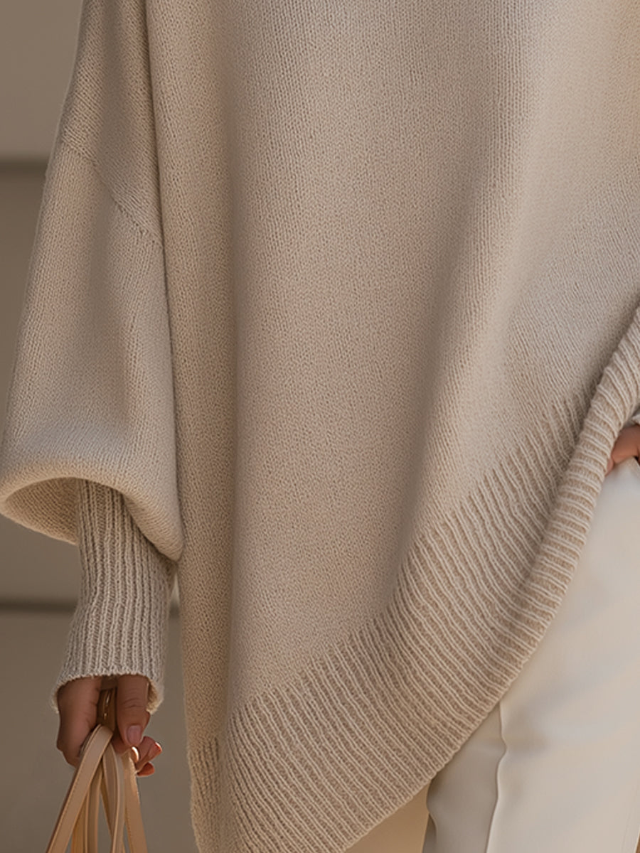 Mona | Cozy Oversized Knit Poncho Sweater by Qivii
