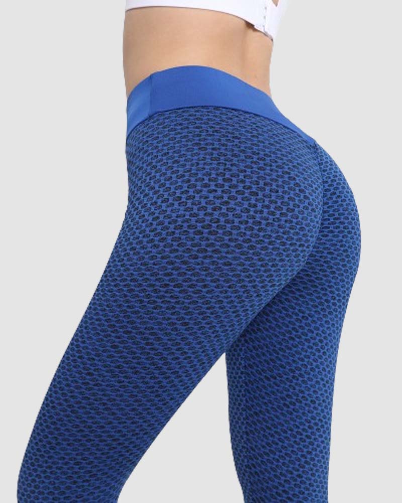 Honeycomb Butt Lifting Anti Cellulite Workout Leggings High Waist Yoga Pants  - By Qivii