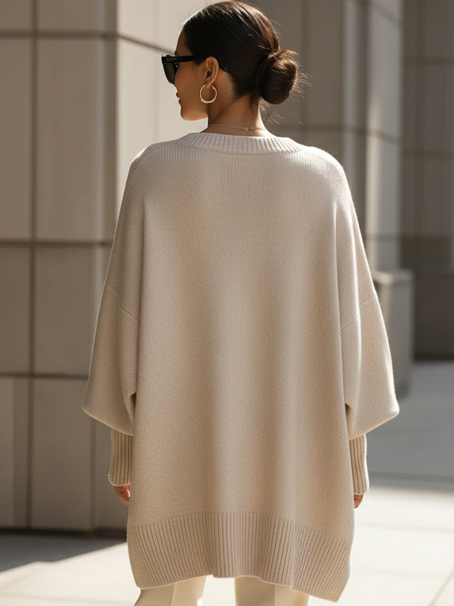Mona | Cozy Oversized Knit Poncho Sweater by Qivii