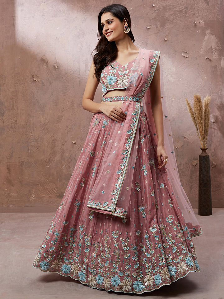 Georgette Sequins with Heavy Zarkan Embroidery Stitched Lehenga choli