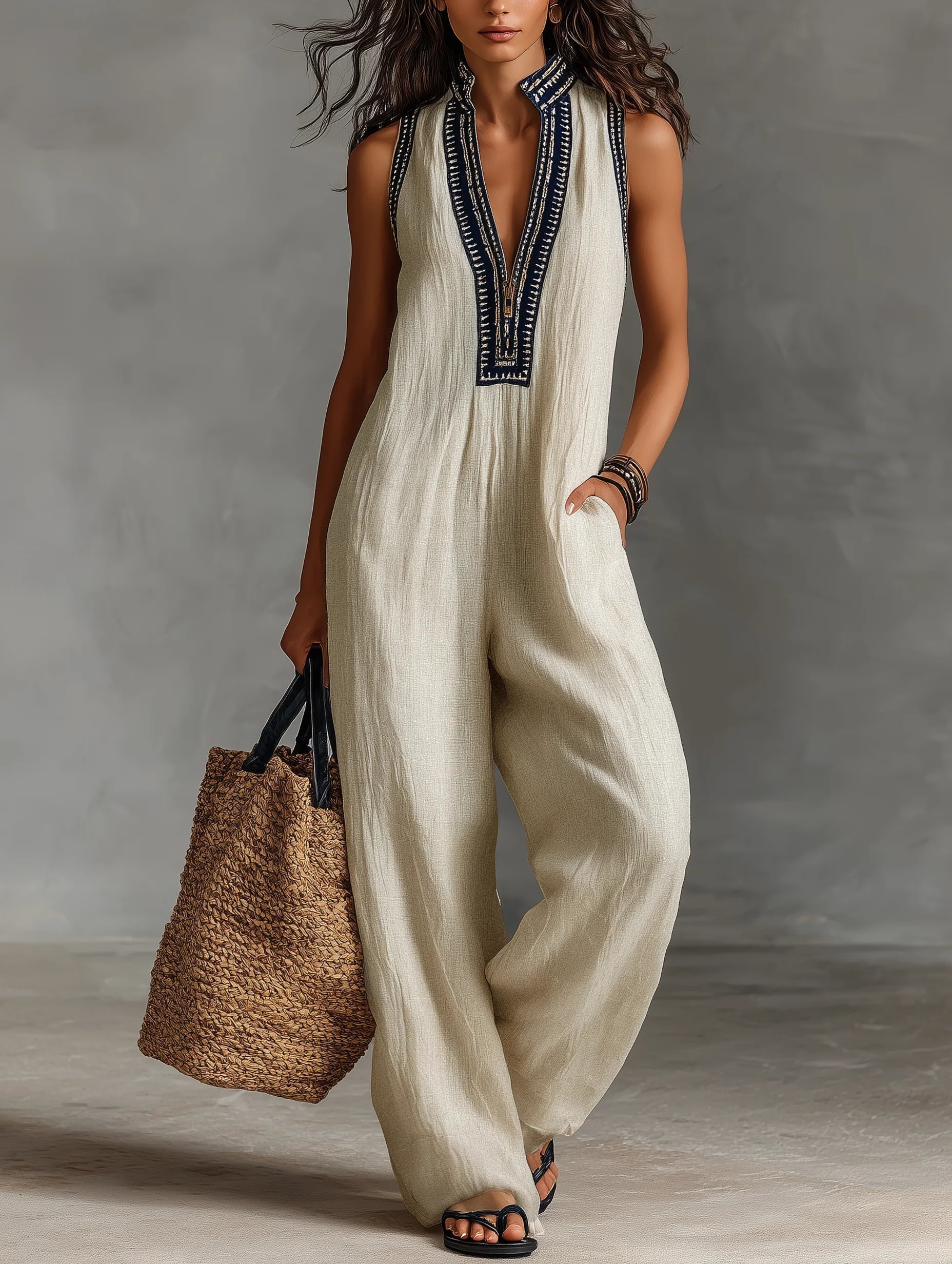 Maureen | Relaxed Wide Leg Summer Jumpsuit by Qivii