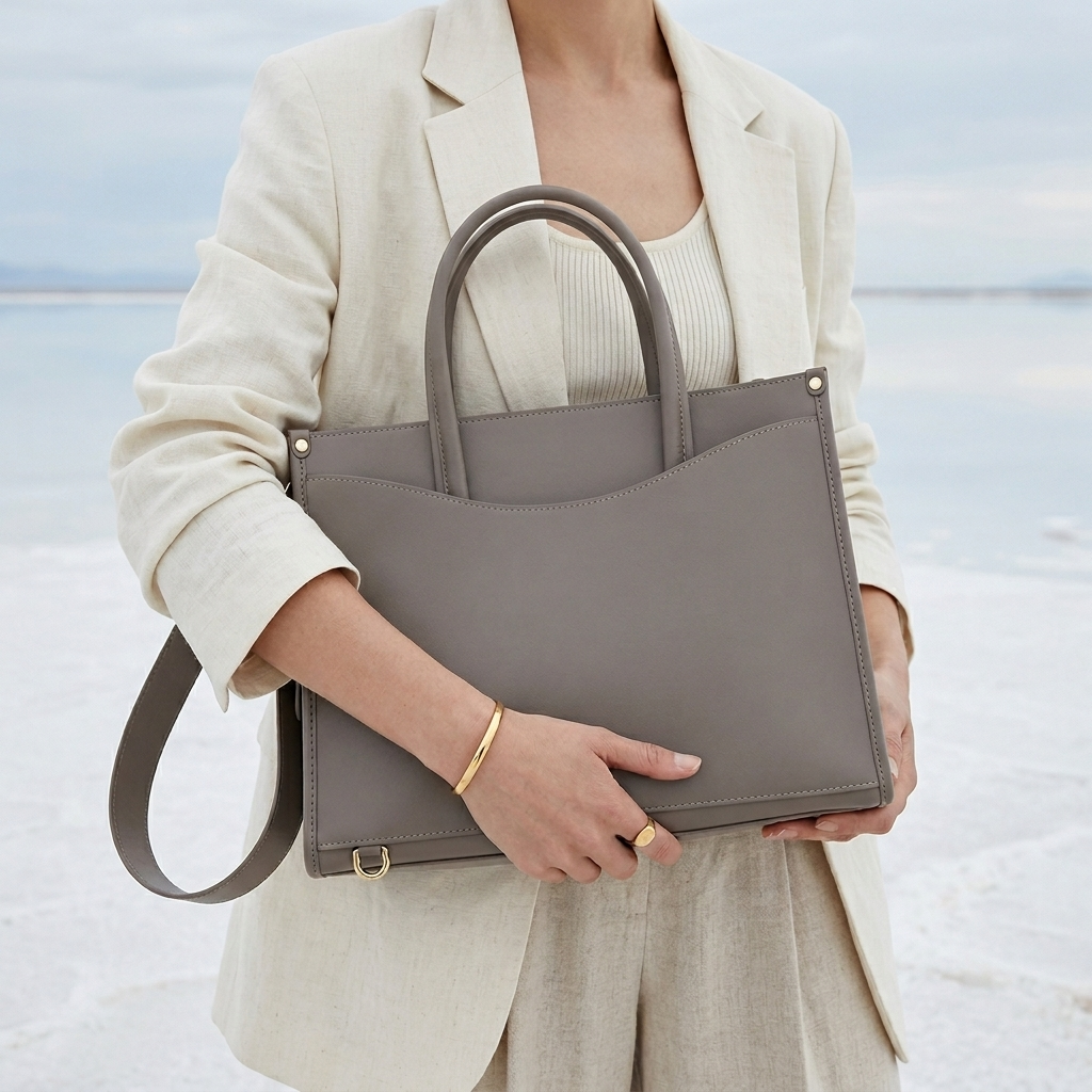 Sera Tote in Pure Leather  - By Qivii
